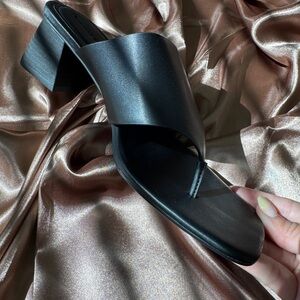 Charles & Keith Black Mules with Asymmetrical Strap